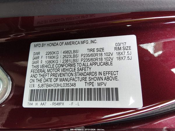 2017 ACURA RDX ACURAWATCH PLUS PACKAGE