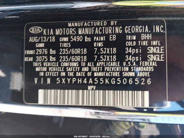 2019 KIA SORENTO 3.3L EX