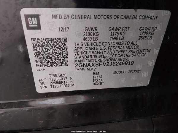 2018 CHEVROLET EQUINOX LT — I9