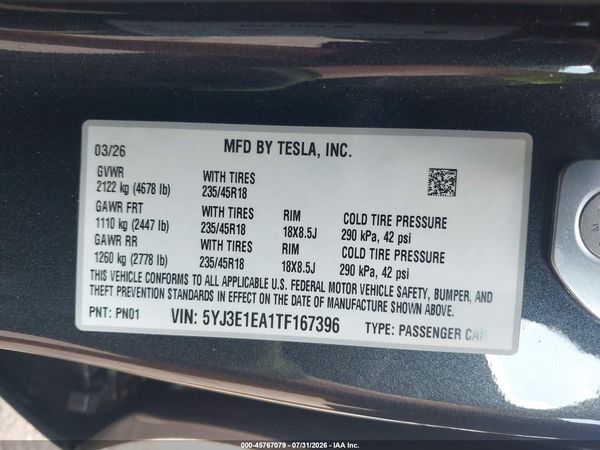 2026 TESLA MODEL 3