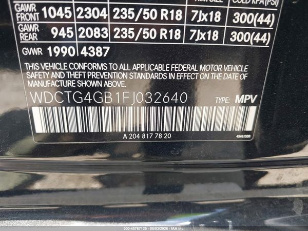 2015 MERCEDES-BENZ GLA 250 4MATIC