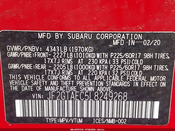 2020 SUBARU CROSSTREK PREMIUM