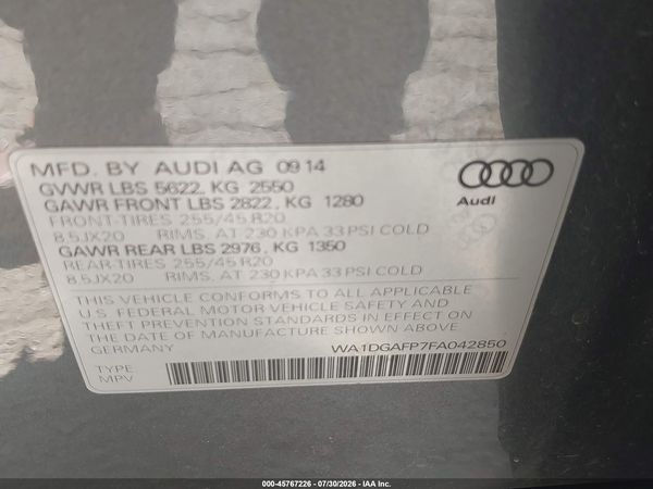 2015 AUDI Q5 3.0T PREMIUM PLUS