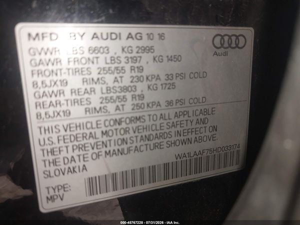 2017 AUDI Q7 3.0T PREMIUM