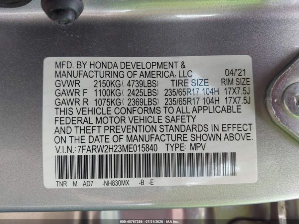 2021 HONDA CR-V AWD LX