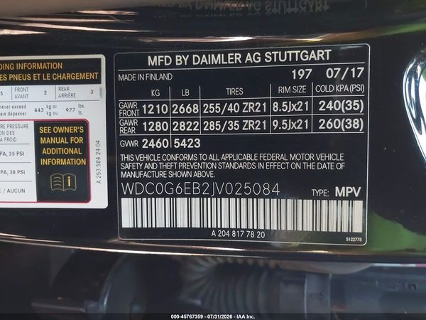 2018 MERCEDES-BENZ AMG GLC 43 4MATIC