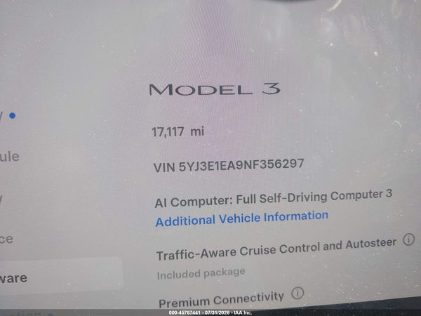 2022 TESLA MODEL 3 REAR-WHEEL DRIVE