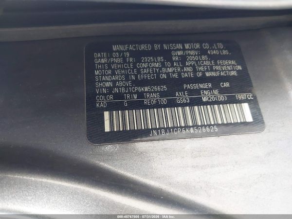 2019 NISSAN ROGUE SPORT SV