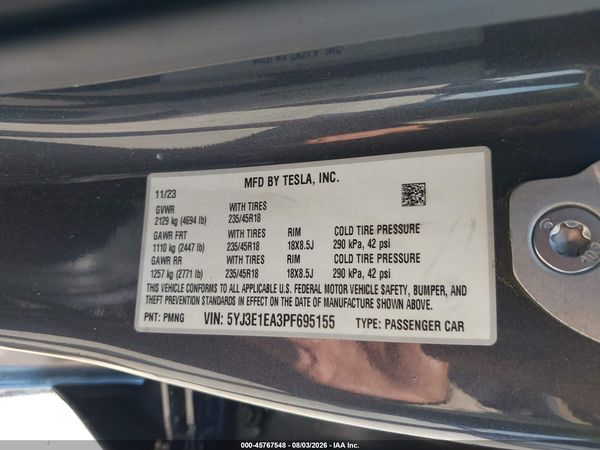 2023 TESLA MODEL 3 REAR-WHEEL DRIVE