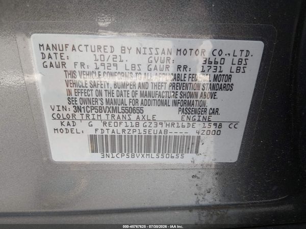 2021 NISSAN KICKS S XTRONIC CVT