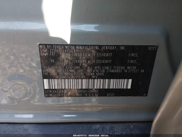 2021 TOYOTA RAV4 HYBRID XLE