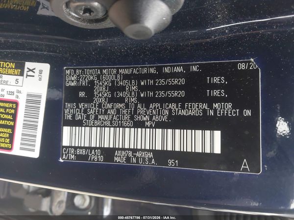 2020 TOYOTA HIGHLANDER HYBRID PLATINUM
