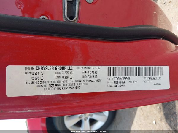 2012 DODGE CHARGER SE