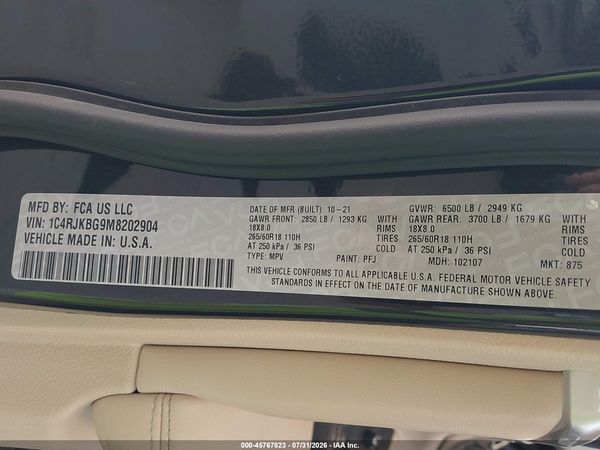 2021 JEEP GRAND CHEROKEE L LIMITED 4X4