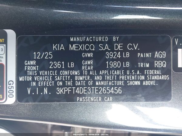 2026 KIA K4 LXS