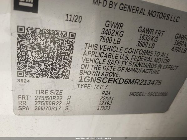 2021 CHEVROLET SUBURBAN 2WD RST — I9