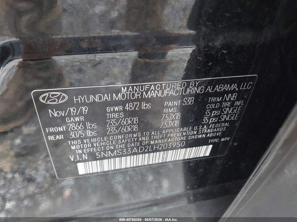 2020 HYUNDAI SANTA FE SEL