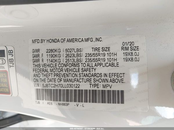 2020 ACURA RDX ADVANCE PACKAGE