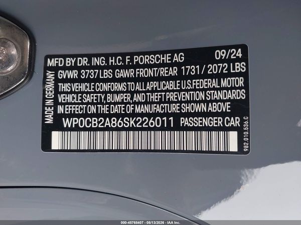 2025 PORSCHE 718 BOXSTER S