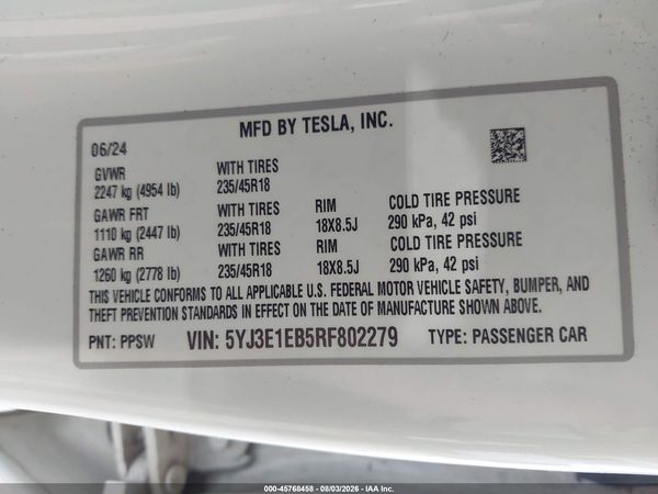 2024 TESLA MODEL 3