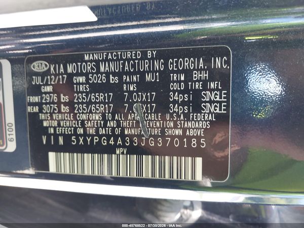 2018 KIA SORENTO 2.4L LX