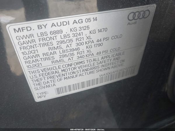 2014 AUDI Q7 3.0T S LINE PRESTIGE