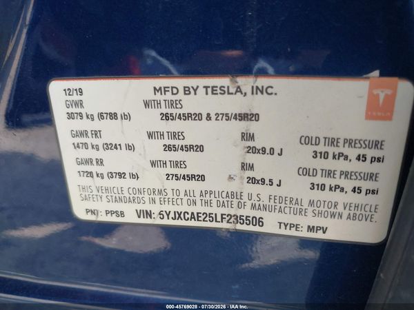 2020 TESLA MODEL X