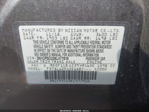 2019 NISSAN KICKS SR