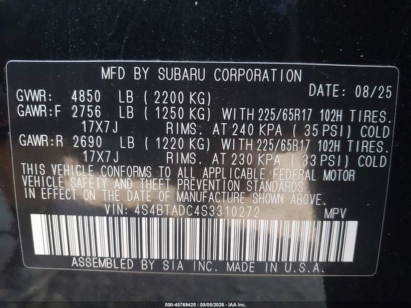 2025 SUBARU OUTBACK PREMIUM — I9
