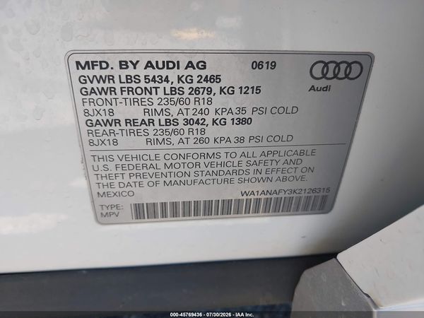 2019 AUDI Q5 45 PREMIUM