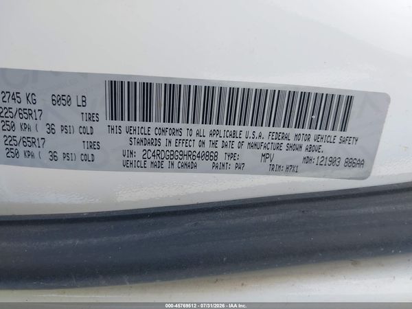 2017 DODGE GRAND CARAVAN SE