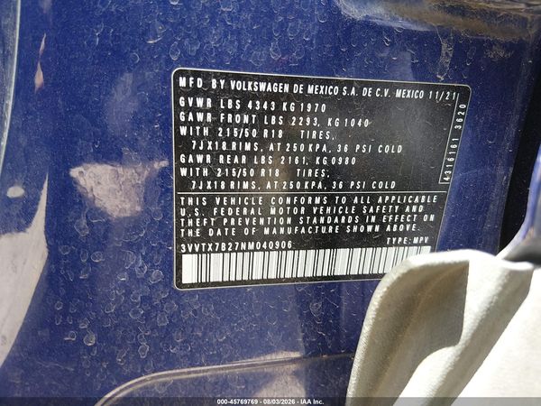2022 VOLKSWAGEN TAOS 1.5T SE — I9