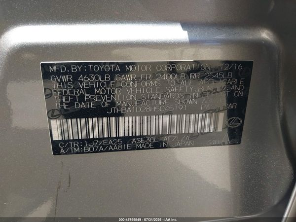 2017 LEXUS IS 200T