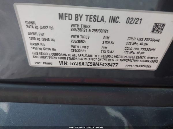 2021 TESLA MODEL S