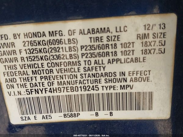 2014 HONDA PILOT TOURING