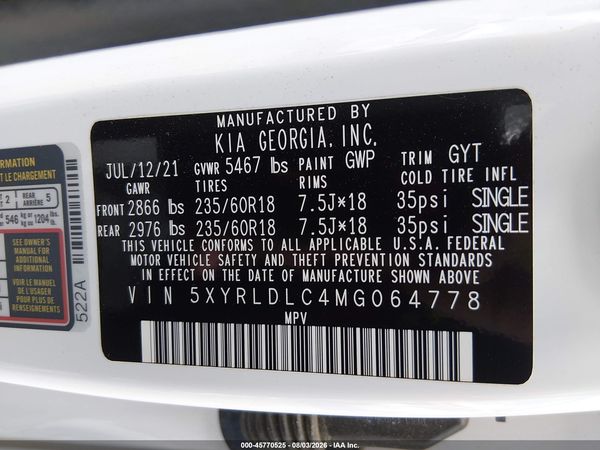 2021 KIA SORENTO S