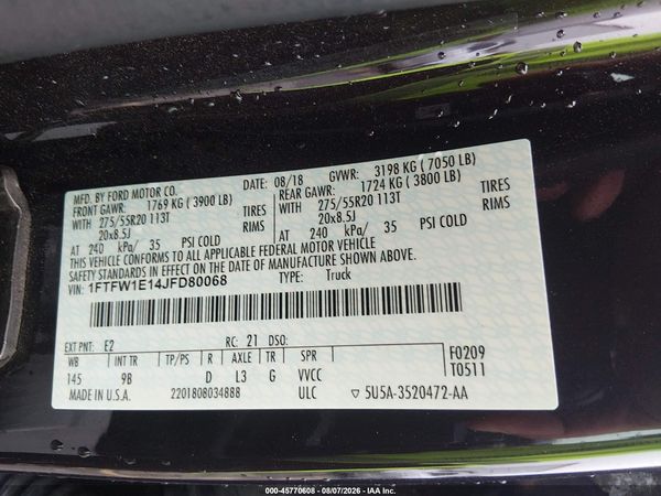2018 FORD F-150 PLATINUM