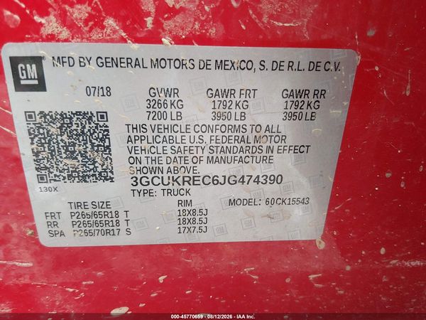 2018 CHEVROLET SILVERADO 1500 2LT — I9