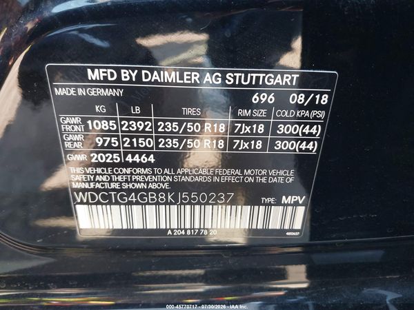 2019 MERCEDES-BENZ GLA 250 4MATIC