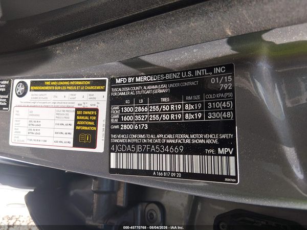 2015 MERCEDES-BENZ ML 350 ML350
