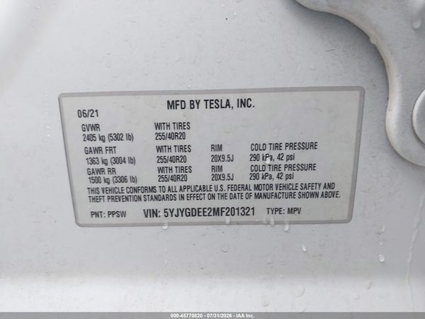 2021 TESLA MODEL Y