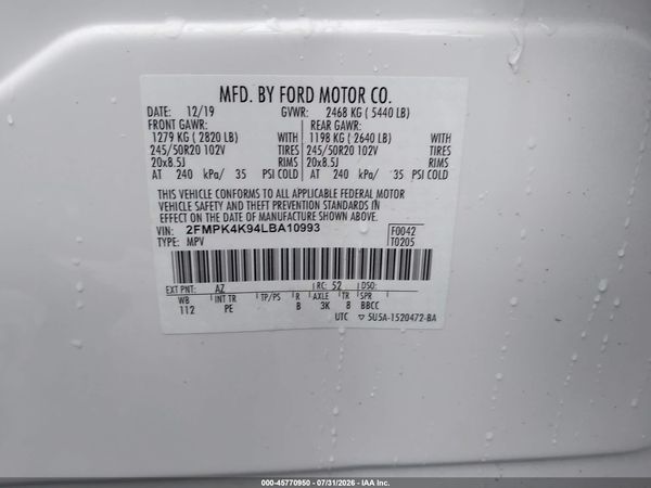 2020 FORD EDGE TITANIUM — I9