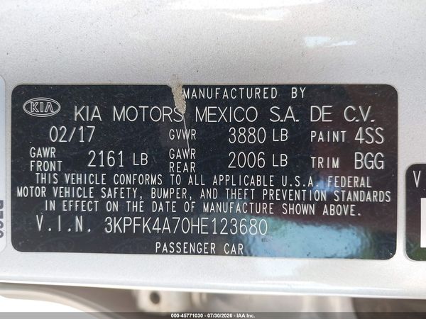 2017 KIA FORTE LX