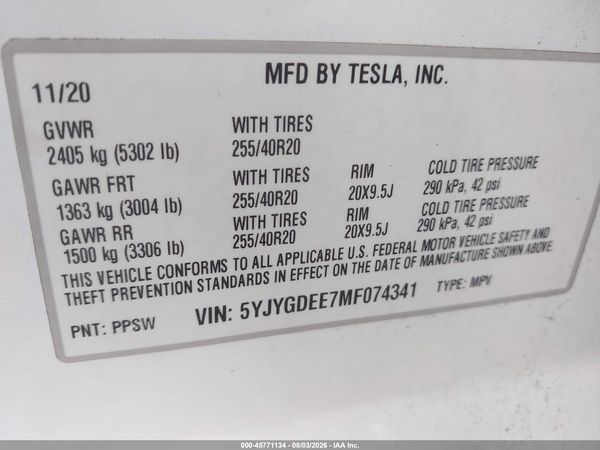 2021 TESLA MODEL Y