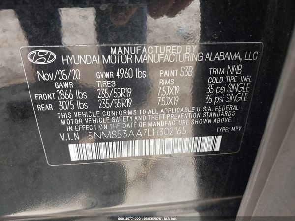 2020 HYUNDAI SANTA FE LIMITED 2.0T
