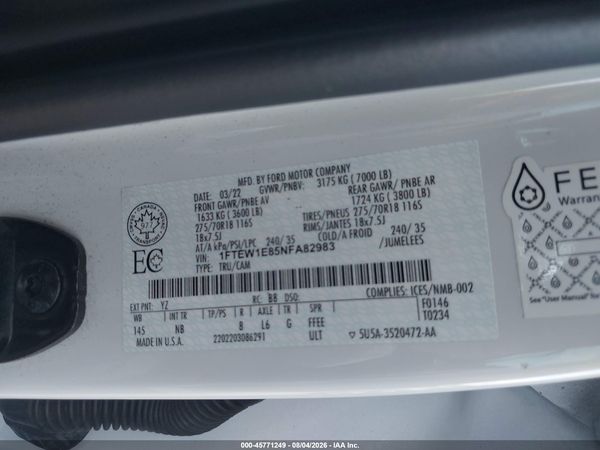 2022 FORD F-150 TREMOR