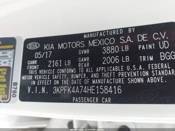 2017 KIA FORTE LX
