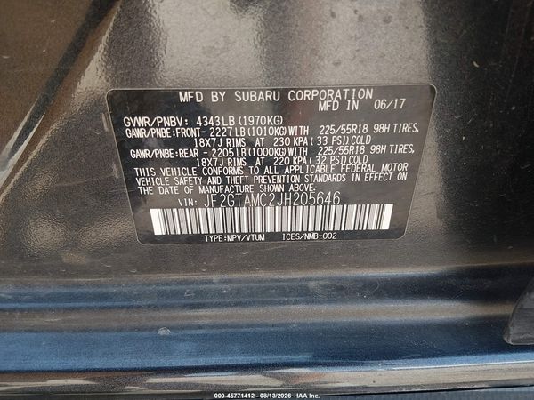 2018 SUBARU CROSSTREK 2.0I LIMITED — I9