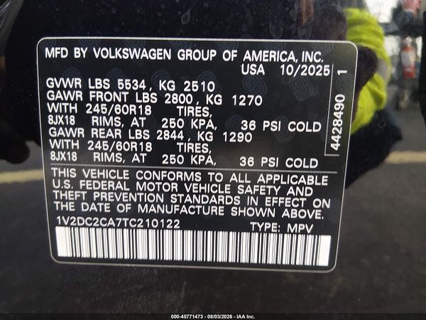 2026 VOLKSWAGEN ATLAS CROSS SPORT SE/SE WITH TECHNOLOGY — I9
