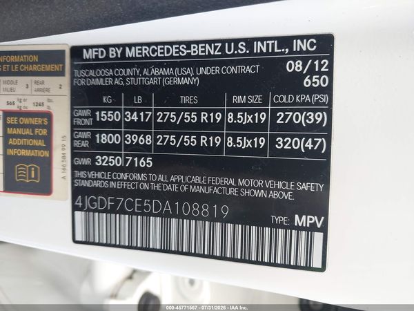 2013 MERCEDES-BENZ GL 450 4MATIC